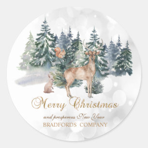 Reindeer,Forest,Bokeh Company  Classic Round Sticker