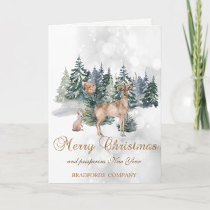 Reindeer,Forest,Bokeh Company Holiday Card