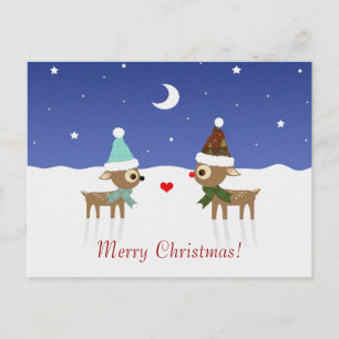 Reindeer Friends Christmas Postcard
