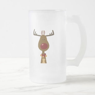 Reindeer Frosted Glass Beer Mug