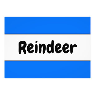 REINDEER Fun Bright Blue White Holiday Stripes Photo Print