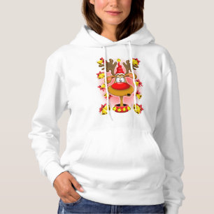 Reindeer Fun Christmas Cartoon with Bells Alarms Hoodie