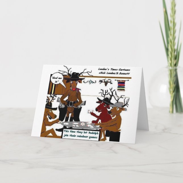 Reindeer Games Funny Christmas Gifts & Tees Holiday Card (Front)