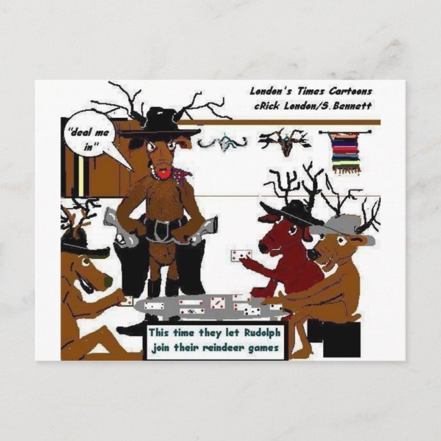 Reindeer Games Funny Christmas Gifts & Tees Holiday Postcard (Front)