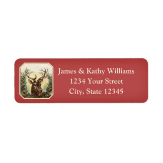 Reindeer & Garland Christmas Return Address Labels
