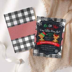 Reindeer Gender Reveal Christmas Baby Party Invitation