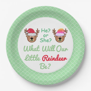 Reindeer Gender Reveal Paper Plate