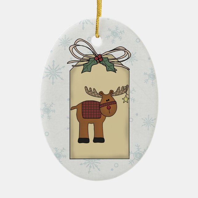 Reindeer Gift Tag Ornament (Front)