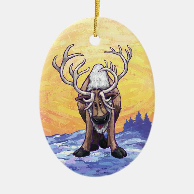 Reindeer Gifts & Accessories Ceramic Tree Decoration (Front)