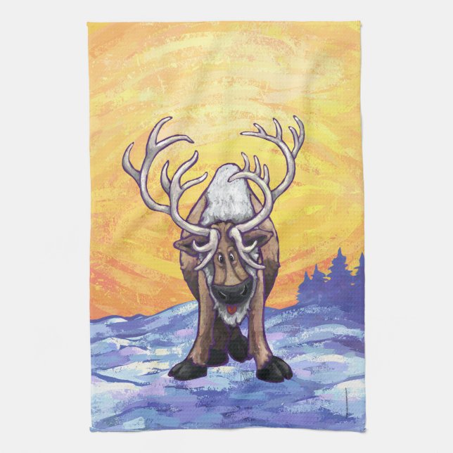 Reindeer Gifts & Accessories Tea Towel (Vertical)