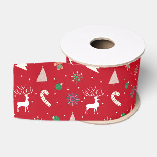 Reindeer, Gingerbread, Snowflakes & Candy Canes Grosgrain Ribbon