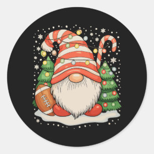 Reindeer Gnome Football Ball Christmas Lights Xmas Classic Round Sticker