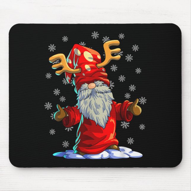 Reindeer Gnome Shirt Men Women Buffalo Plaid Red C Mouse Mat (Front)