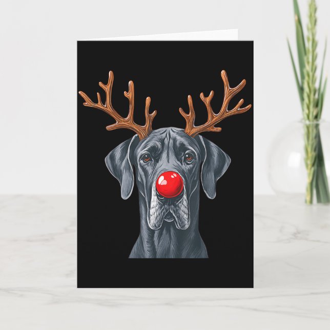 Reindeer Great Dane Christmas Great Dane Dog Mom D Card (Front)