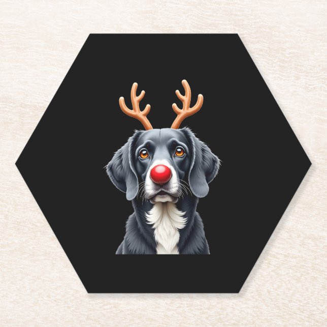 Reindeer Great Dane Christmas Great Dane Dog Mom D Paper Coaster (Front)