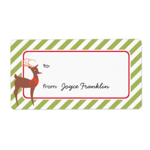 Reindeer green stripes custom to from gift tag