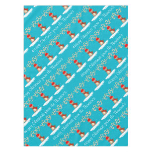 Reindeer Happy Christmas personalised family name Tablecloth