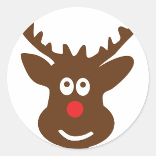 reindeer head antler classic round sticker