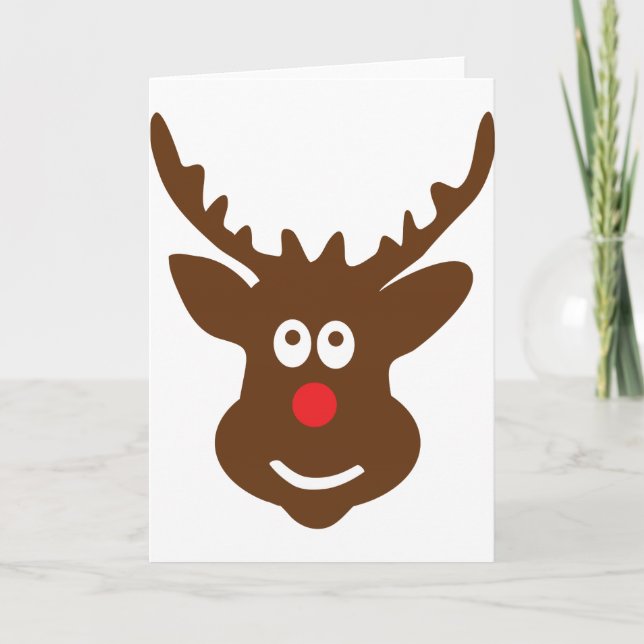reindeer head antler holiday card (Front)