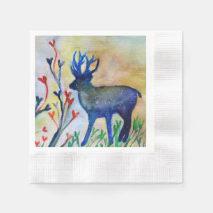 Reindeer Heart White Coined Cocktail Paper Napkins