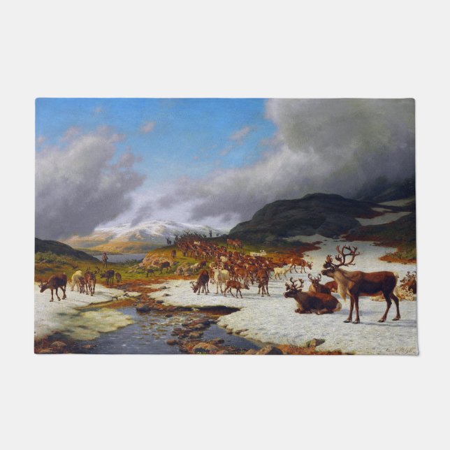 Reindeer Herd in the Mountains North of Røros Camp Doormat (Front)