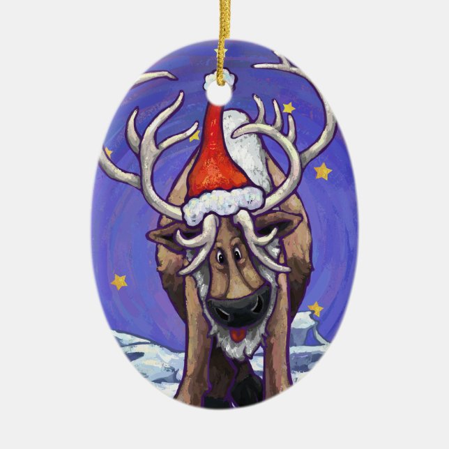 Reindeer Holiday Ceramic Tree Decoration (Front)
