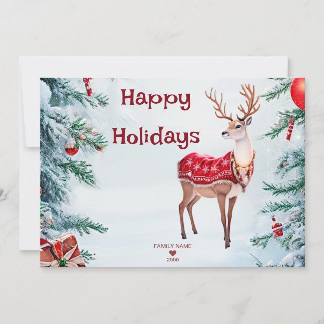 Reindeer Holiday Christmas Card (Front)