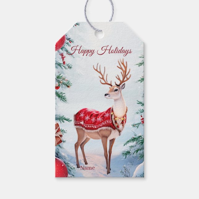 Reindeer Holiday Gift Tag (Front)