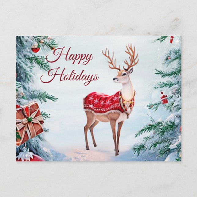 Reindeer Holiday Postcard (Front)