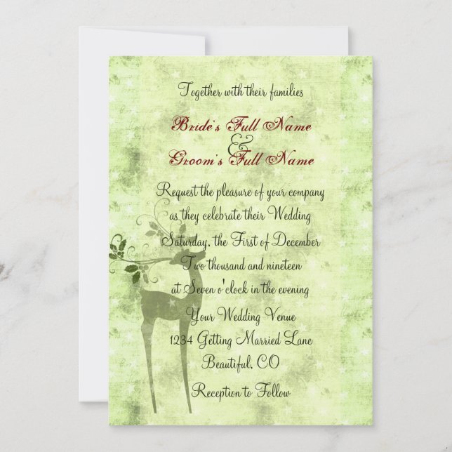 Reindeer Holiday Winter Wedding Invitation (Front)