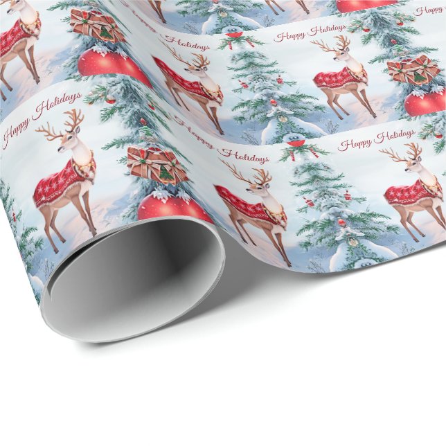 Reindeer Holiday Wrapping Paper (Roll Corner)