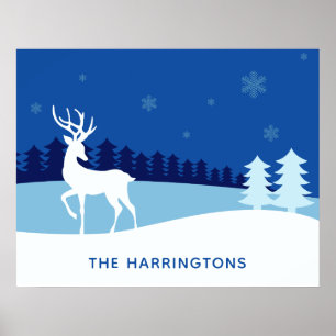 Reindeer illustration custom name poster
