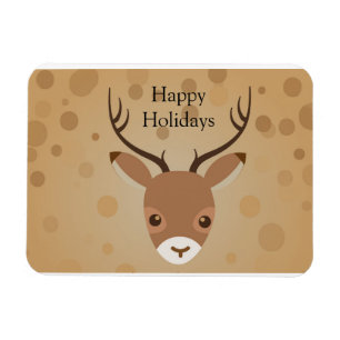 reindeer Illustration on a brown background Magnet