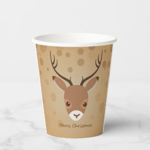 reindeer Illustration on a brown background  Paper Cups