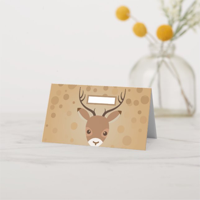 reindeer Illustration on a brown background  Place Card (Front)