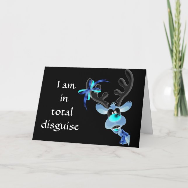 REINDEER IN DISGUISE SAYS MEET ME UNDER MISTLETOE! HOLIDAY CARD (Front)