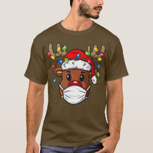 Reindeer In Face Mask Funny Xmas Merry Christmas 2 T-Shirt