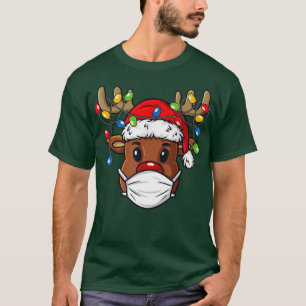 Reindeer In Face Mask Funny Xmas Merry Christmas 2 T-Shirt