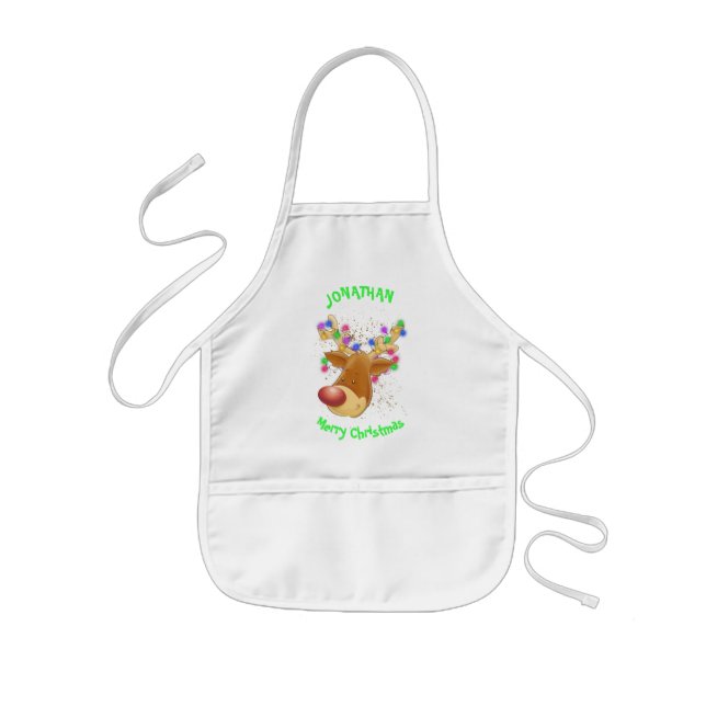 Reindeer in lights custom kids' apron (Front)