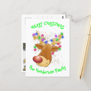 Reindeer in lights custom postcard