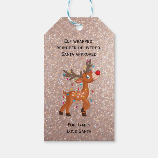 Reindeer In Lights  Gift Tags (Front)