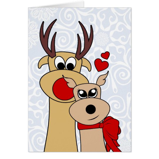 Reindeer in love Christmas Greeting Card