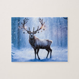 Reindeer in Magical Forest Jigsaw Puzzle