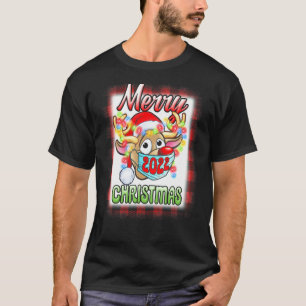 Reindeer In Mask Matching Family Pajama Merry Chri T-Shirt
