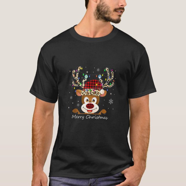 Reindeer In Mask Matching Family Pajama Quarantine T-Shirt (Front)