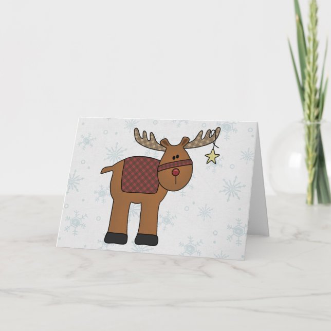 Reindeer in Snow Holiday Card (Front)