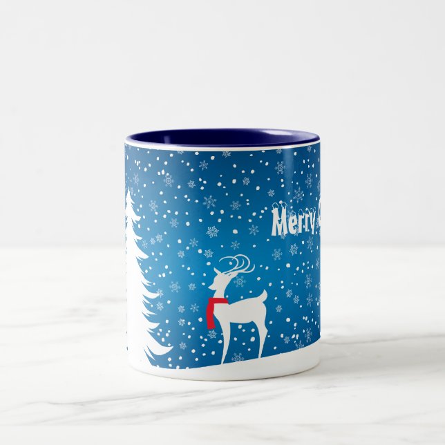 Reindeer in the Snow Christmas Mug (Center)