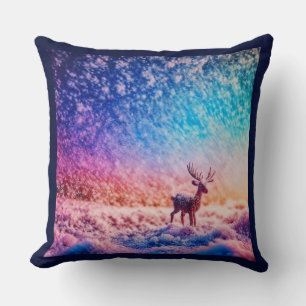 Reindeer in the snow painting cushion