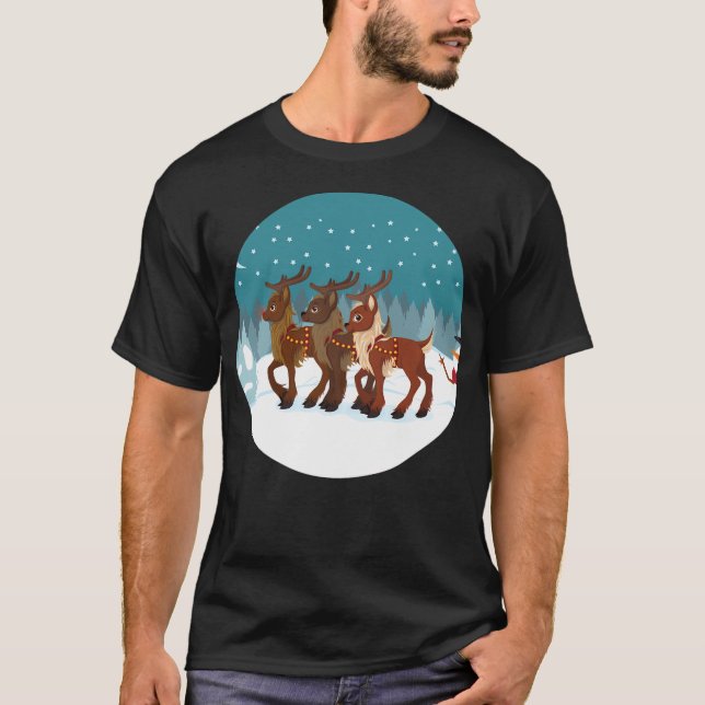 Reindeer In The Snow T-Shirt (Front)