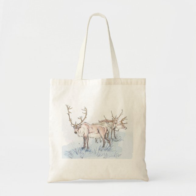 Reindeer in the Snow Tote Bag (Front)